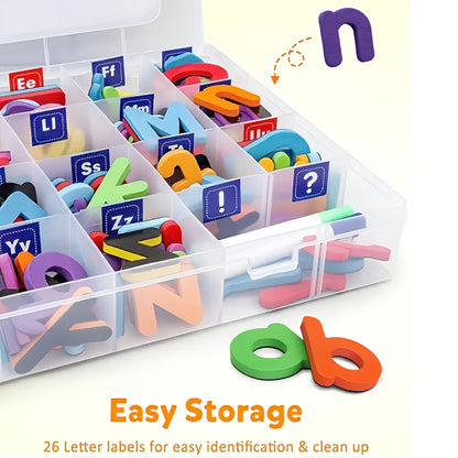 208pcs Colorful Magnetic Spelling Letters, Including 2 Sets of 26 Uppercase Letters And 6 Sets of 26 Lowercase Letters