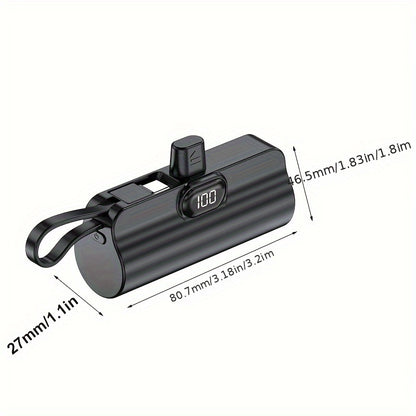 BYGP 5000mAh Mini Portable Charger, USB Type-C, Universal Emergency Power Bank for iPhone 14/13/12 Pro Max, iPad Pro, Samsung Android, Compact Travel Phone Charging Backup Battery Pack, Rechargeable ≤36V