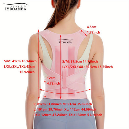 IYDOAMEA Women'S Posture Corrector - Adjustable Back Brace with Breathable Fabric, Ergonomic Design for Office, Travel, and Home Use, Pink, Comfortable & Durable, Sleek Design