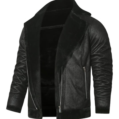 Men's Pu Jacket, Chic Faux Leather Jacket For Fall Winter