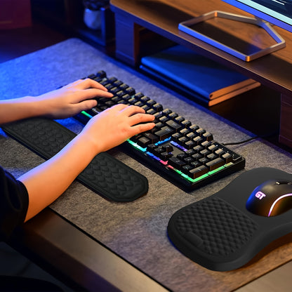 Ergonomic Memory Foam & Non-Slip Mouse Pad with Wrist Rest - Massage Design for Pain Relief, Comfortable Wrist & -Skid Base, Office/Gaming Desk for Computer, PC, Laptop, Remote Work - Accessory for Hand