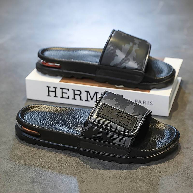 Sandálias leves de EVA para homem com estampado de letras - Calçado casual para praia e streetwear, conforto para todas as estações, ideal para atividades ao ar livre e uso diário, calçado desportivo | Textura elegante