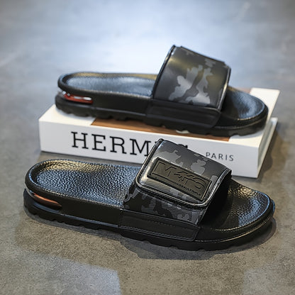 Sandálias leves de EVA para homem com estampado de letras - Calçado casual para praia e streetwear, conforto para todas as estações, ideal para atividades ao ar livre e uso diário, calçado desportivo | Textura elegante