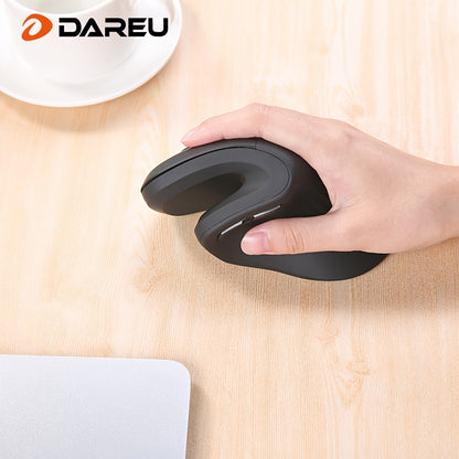 DAREU Ergonomic Wireless Vertical Mouse with USB Receiver – Right-Hand Design for Wrist Comfort, 2.4GHz Connectivity, Black with Teal Accents, Ideal for Office, Home, and Multi-Device Use, Ergonomic Mouse, DAERU