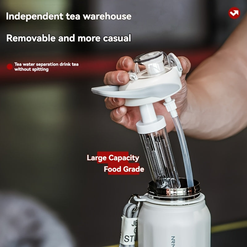 NIRMEI 316 Stainless Steel Insulated Sports Water Bottle with Straw - Leak-Proof, Dual-Use for Hot & Cold Beverages, Car Cup Holder Design, Matte Finish, Portable & Durable for Outdoor Activities, Festive Gift for Valentine'S