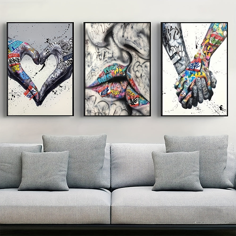 Triple Panel Abstract Art Print L2023-107, Contemporary Style, Frameless Wall Art Decor Set