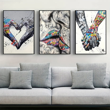 Triple Panel Abstract Art Print L2023-107, Contemporary Style, Frameless Wall Art Decor Set