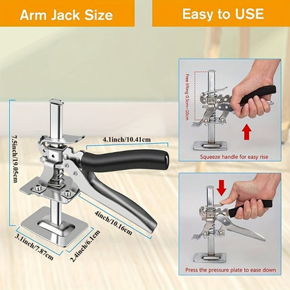 2pcs 7.5 Inch Multifunctional Furniture Lifter, Labor-saving Arm Jack, Suitable For Installing Cabinets And Door Panel Lifting, Load Capacity 220 Lbs, Manual Lifting Height 3.9 Inches