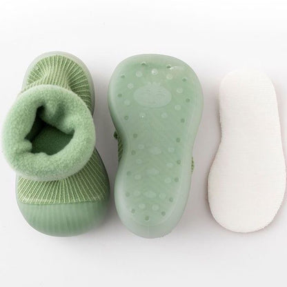 Casual Comfortable Slip On Rubber Sole Sock Shoes For Baby Boys, Breathable Non Slip Walking Shoes For Indoor Outdoor, Autumn And Winter