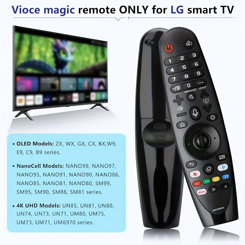 Voice Magic Replacement for LG-Smart-TV-Remote, AN-MR20GA for LG Smart TV Magic Remote, with Voice Recognition and Pointer Function, Voicecontrolled Remote, Smart Home Device, Sleek Remote Design, Modern Tv Controller, Reliab