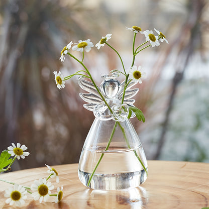 1pc Angel Design Glass Vase, Clear Flower Plant Terrarium Container Hanging Vase, Wedding Party Home Decor Garden Ornaments Hanging Planter