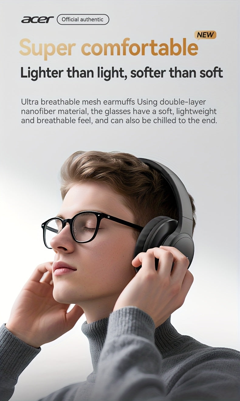Upgraded Wireless Over-Ear Headphones with Bass-Enhanced Sound, Lightweight Foldable Design Featuring Built-In Microphone. Includes 3.5mm Audio Cable