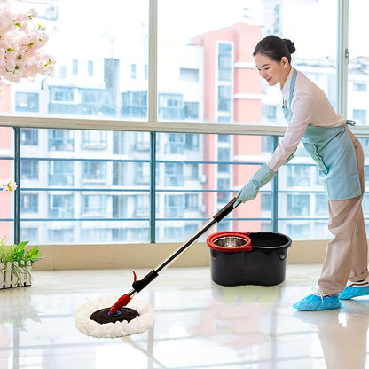 Spin mop and bucket, 360° spin mop, dust removal tool integrated soak and rinse function, with 2 microfiber mop heads, hands-free wash mop, retractable stainless steel handle, for floor cleaning, cleaning supplies