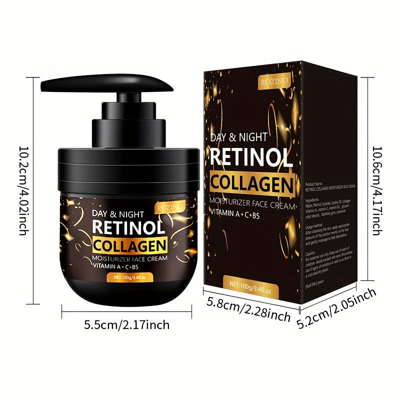 100g Retinol Collagen Day And Night Moisturizer Face Cream, Firming And Lifting Facial Skin, Hydrating More Tender, Safe And Reliable, Making Face Silky, Delicate And Tender, Improving And Revitalizing Facial Skin