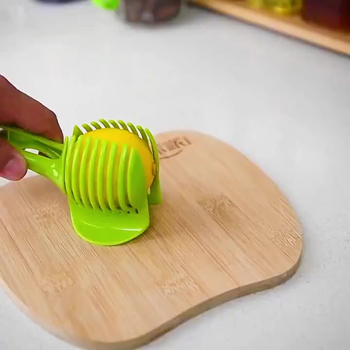 1pc, Tomato Slicer Tool, Lemon Cutter Tool, Lemon Slicer Holder, Tomato Slicer Holder, Lemon Cutter Holder, Round Fruit Tongs, Egg Slicer Cutting Holder, Kitchen Tools