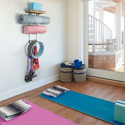 Suporte de Parede para Tapete de Yoga e Acessórios