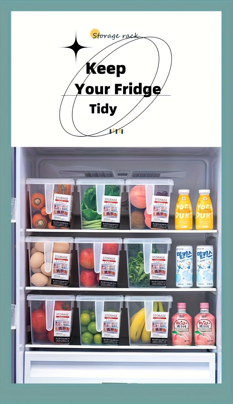 Conjunto de 4 recipientes transparentes para frigorífico com pegas, tampas e cesto para guardar alimentos - Guia de presentes para o Dia dos Namorados