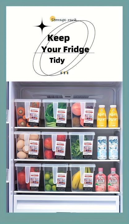 Conjunto de 4 recipientes transparentes para frigorífico com pegas, tampas e cesto para guardar alimentos - Guia de presentes para o Dia dos Namorados