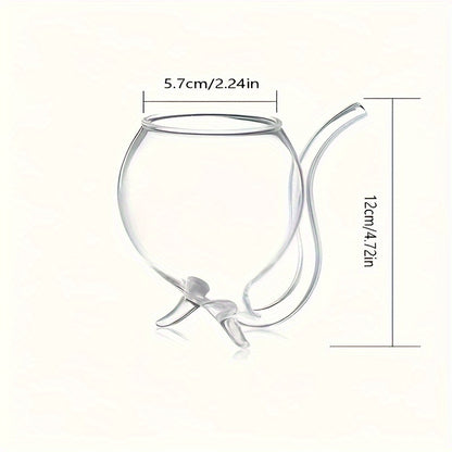 1pc Wine Glass, Creative Glass Cup, Wine Decanter Glass Mug With Built-in Straw For Juice, Ice Cream, Champagne, Party Supplies, Drinkware For Restaurants, Cafes, Bars