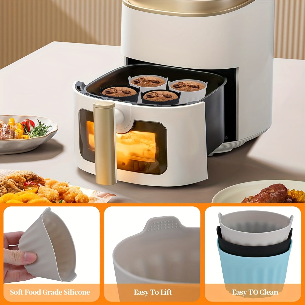 6pcs Air Fryer Egg Moulds, Silicone Ramekins for Air Frye, Air Fryer Egg Poacher, Silicone Egg Poacher for Microwave Air Fryer Stovetop Egg Cooking, Non-Stick Bpa-Free, Dishwasher Safe