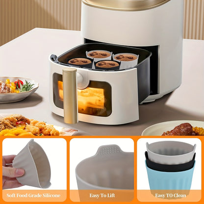 6pcs Air Fryer Egg Moulds, Silicone Ramekins for Air Frye, Air Fryer Egg Poacher, Silicone Egg Poacher for Microwave Air Fryer Stovetop Egg Cooking, Non-Stick Bpa-Free, Dishwasher Safe