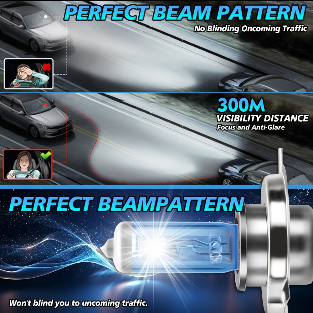 ROADSUN 2pcs 9005/HB3 9006/HB4 H1 H11 H7 H9 H4 LED Headlight Bulbs, Super Bright 6500K White, 800% Brightness Plug & Play High Low Beam for Cars, Trucks, SUVs, Truck Lighting Solution, Without Battery