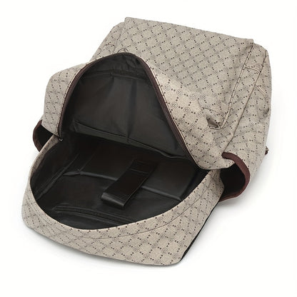 LUMG Men's Large Capacity 15.6-Inch Laptop Backpack with Multiple Compartments, Gray Geometric Design, Business & Travel Backpack for Work, School, or Father's Day Gift, Computer Backpack, Textured Finish