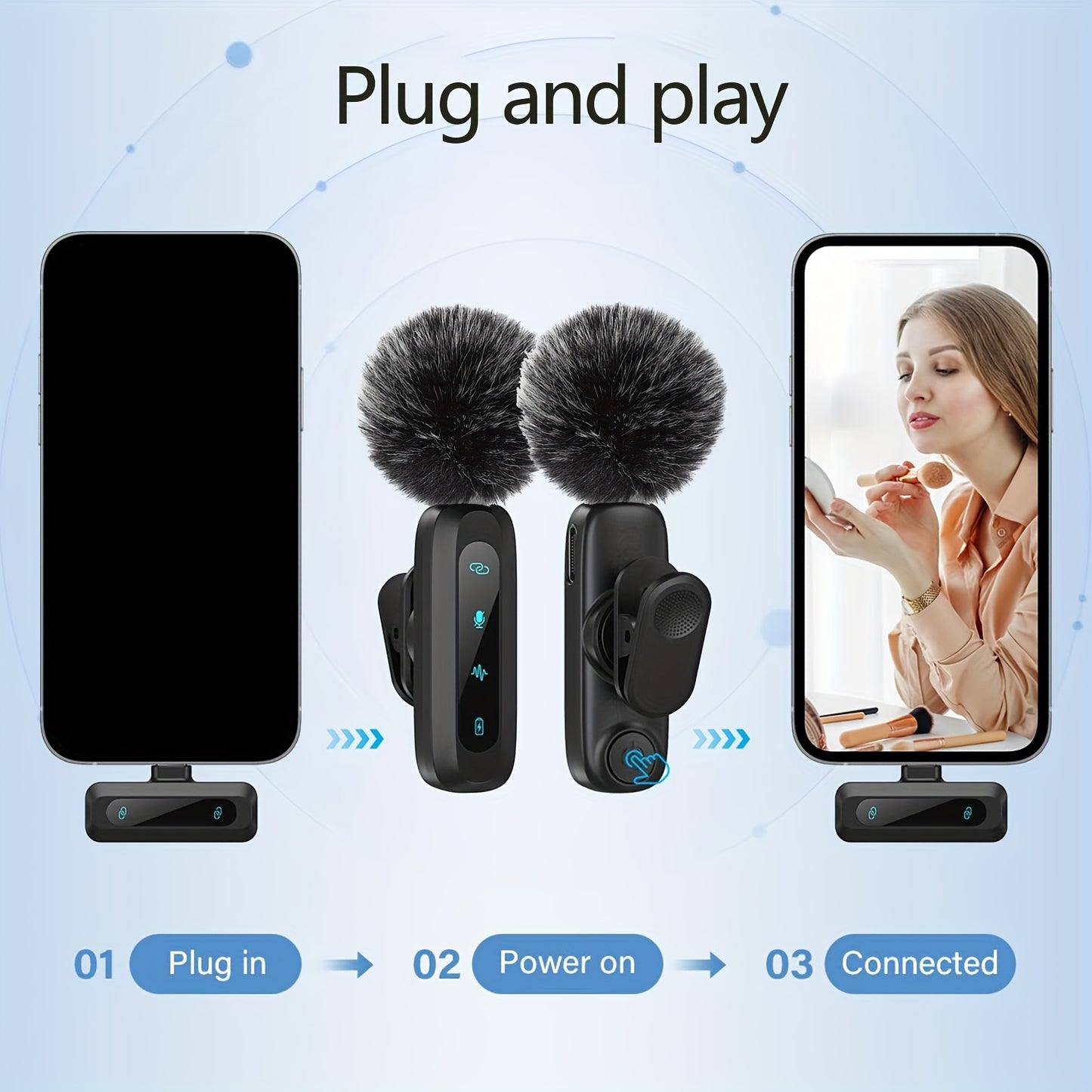 HITOZON Professional Wireless Wireless Lavalier Microphone with Noise Canceling, Plug & Play -C Receiver, Clip-On Mic for Streaming, Vlogging, Podcasting, Smartphones/Tablets, - (Compatible with iPhone/)