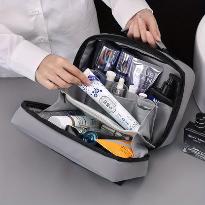 Lightweight Travel Toiletry Bag - Portable Cosmetic Organizer with Zipper, Machine Washable, Black