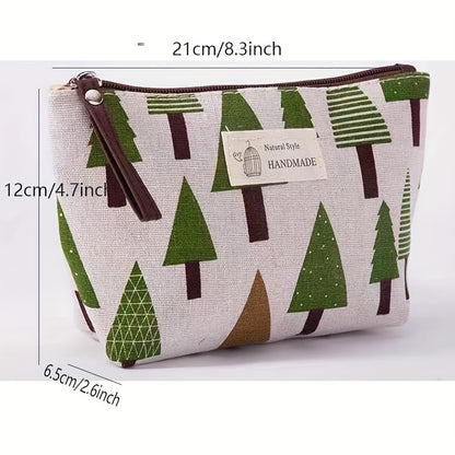 Casual Canvas Cosmetics Bag, Zipper Coin Purse, Portable Travel Storage Bag