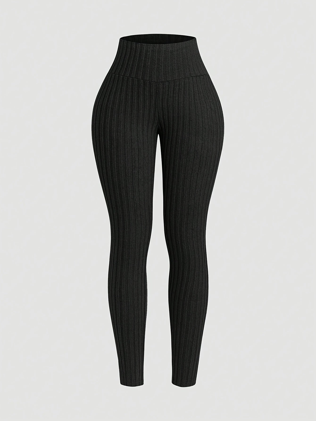 Conjunto de 3 peças de collants canelados de cor sólida para mulher - Cintura alta, casuais, essenciais para o outono/inverno, ajuste confortável, opções elegantes em cinzento, preto e branco. Collants estilosos | Estilo casual | Ajuste confortável