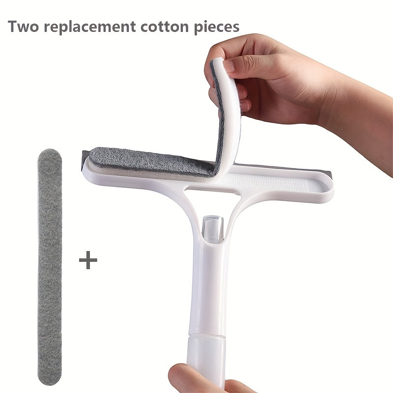 3-In-1 Multi-Functional Glass Cleaning Tool with Sprinkler, Polypropylene (PP) Plastic, for Bathroom, Kitchen, Living Room, Bedroom, Toilet - Efficient Mirror And Window Scraper