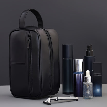 Large Capacity Waterproof Toiletry Bag with Safety Zipper & Wrist Strap - Spacious Travel Makeup Organizer for Men & Women, Durable Cosmetic Bag for Adults, Black, Toiletry Travel Bag