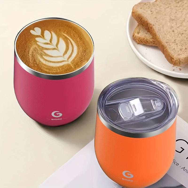 15oz Stainless Steel Travel Mug with Dual-Wall Vacuum Insulation, Leak-Proof Lid & Handle, 300ml, Personal Coffee Cup for Running, Gym, Office, Commuting - Dishwasher Safe, Hand Wash Only, No Battery Needed, Coffee Travel Mug