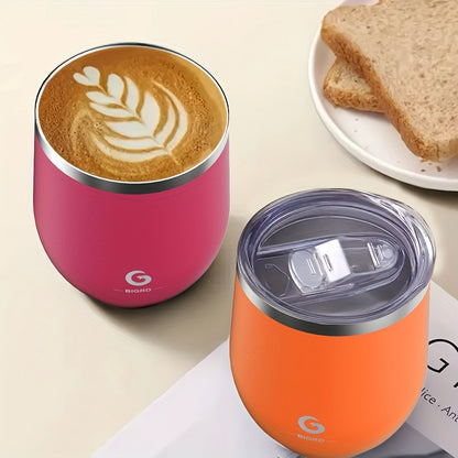 15oz Stainless Steel Travel Mug with Dual-Wall Vacuum Insulation, Leak-Proof Lid & Handle, 300ml, Personal Coffee Cup for Running, Gym, Office, Commuting - Dishwasher Safe, Hand Wash Only, No Battery Needed, Coffee Travel Mug