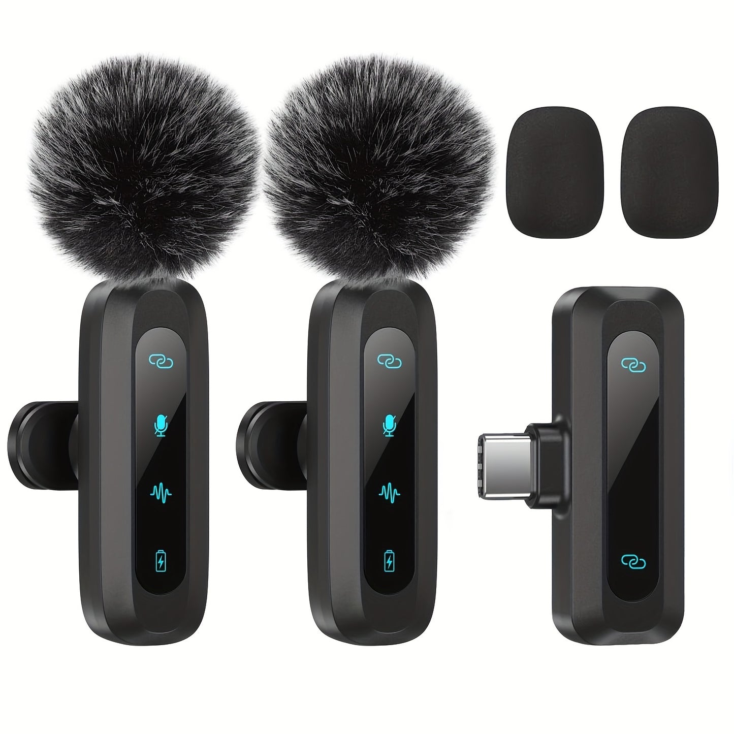 HITOZON Professional Wireless Wireless Lavalier Microphone with Noise Canceling, Plug & Play -C Receiver, Clip-On Mic for Streaming, Vlogging, Podcasting, Smartphones/Tablets, - (Compatible with iPhone/)