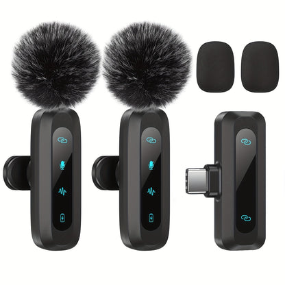 HITOZON Professional Wireless Wireless Lavalier Microphone with Noise Canceling, Plug & Play -C Receiver, Clip-On Mic for Streaming, Vlogging, Podcasting, Smartphones/Tablets, - (Compatible with iPhone/)