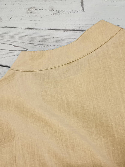 Men's Shirt Top, Solid Band Collar Short Sleeve Closure Summer Male Casual Henley Shirt For Daily Business Formal Shirts For Men