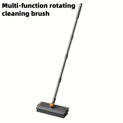 Heavy-Duty Floor Scrub Brush with Long Handle - Stainless Steel & Plastic Construction, Rotating Head for Efficient Cleaning of Floors, Carpets, Walls, Patios, Bathrooms - Durable Multi-Surface Brush for Hardwood, Tile, Linol