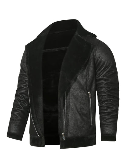 Men's Pu Jacket, Chic Faux Leather Jacket For Fall Winter