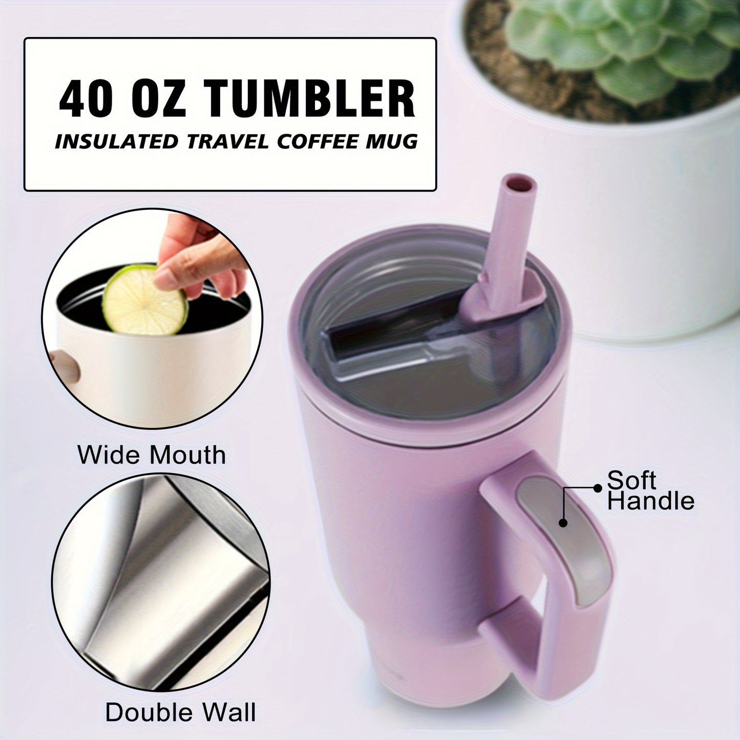40oz Stainless Steel Insulated Tumbler with Straw Lid - Leak-Proof, Wide Mouth, Portable for Camping & Hiking - Ideal for Mother'S Day, Christmas, Halloween, Thanksgiving Gifts, Insulated Water Bottl