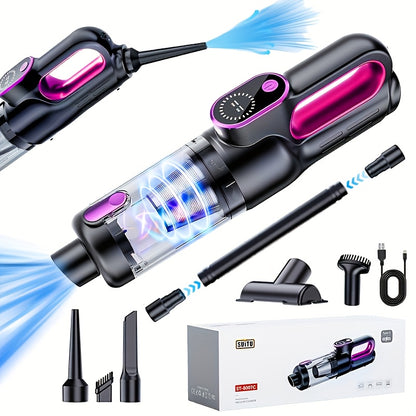 Wireless handheld vacuum cleaner for cars and homes, car-mounted 2-in-1 blower and suction cleaner, handheld type, high power, super strong suction, small and mini handheld car interior cleaner, wet and dry dual-purpose car v