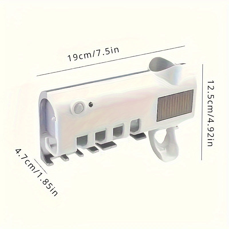 Wireless UV Toothbrush Holder with Automatic Toothpaste Dispenser – Wall-Mounted, USB Rechargeable, No-Drill Installation, Personal Care Kit
