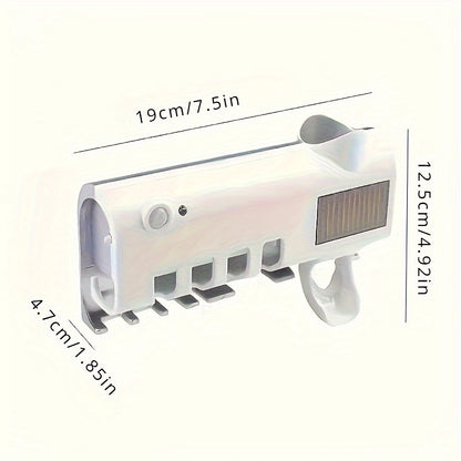 Wireless UV Toothbrush Holder with Automatic Toothpaste Dispenser – Wall-Mounted, USB Rechargeable, No-Drill Installation, Personal Care Kit