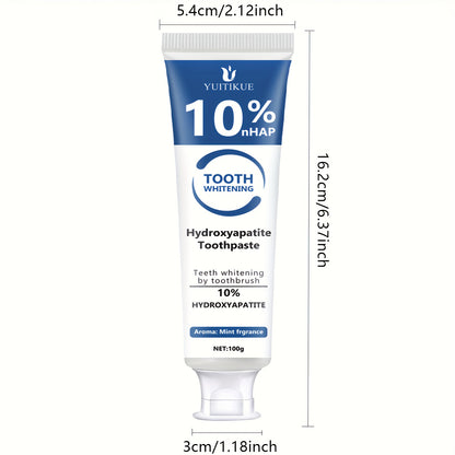 Hydroxyapatite toothpaste, 10% hydroxyapatite whitening tooth, peppermint essential oil deep cleaning paste, fresh breath strengthen dental care, basic cleaning, suitable for everyone