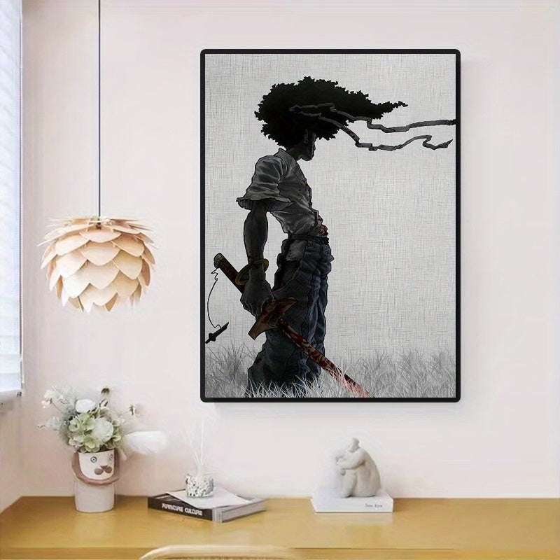 1pc African Samurai Anime Poster, Room Aesthetics Poster, Decoration Painting, Canvas Wall Art, Living Room Poster, Bedroom Painting, Home Decor, Frameless