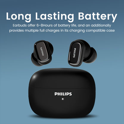 For Philips Active Noise-Cancelling Wireless Headphones with Single-Click Left Ear Adjustment, Dual HD Microphones, Sport-Style In-Ear Design, USB-C Charging, 10W Max Output, 5W Min Output, 36V Safe Voltage, Compatible with f