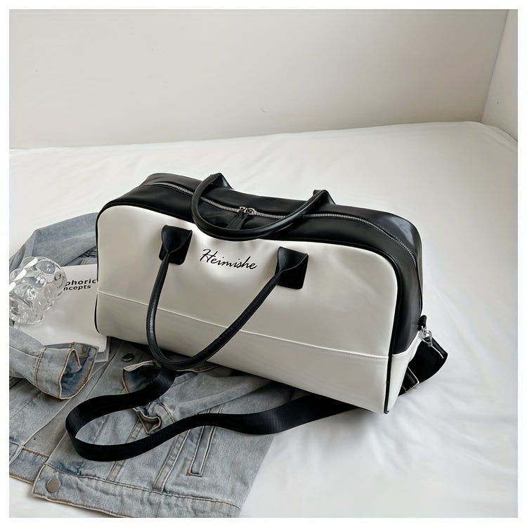 NOCUBAG Large Capacity Lightweight Travel Duffel Bag - Stylish Weekender with Shoulder Strap, Ginger/White & Brown Accents, Perfect for Gym, Short Trips & Carry-On, Short Trip Bag | Stylish Luggage | Bag, Travel Bag