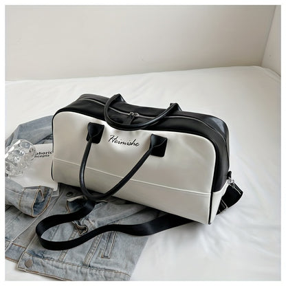 NOCUBAG Large Capacity Lightweight Travel Duffel Bag - Stylish Weekender with Shoulder Strap, Ginger/White & Brown Accents, Perfect for Gym, Short Trips & Carry-On, Short Trip Bag | Stylish Luggage | Bag, Travel Bag