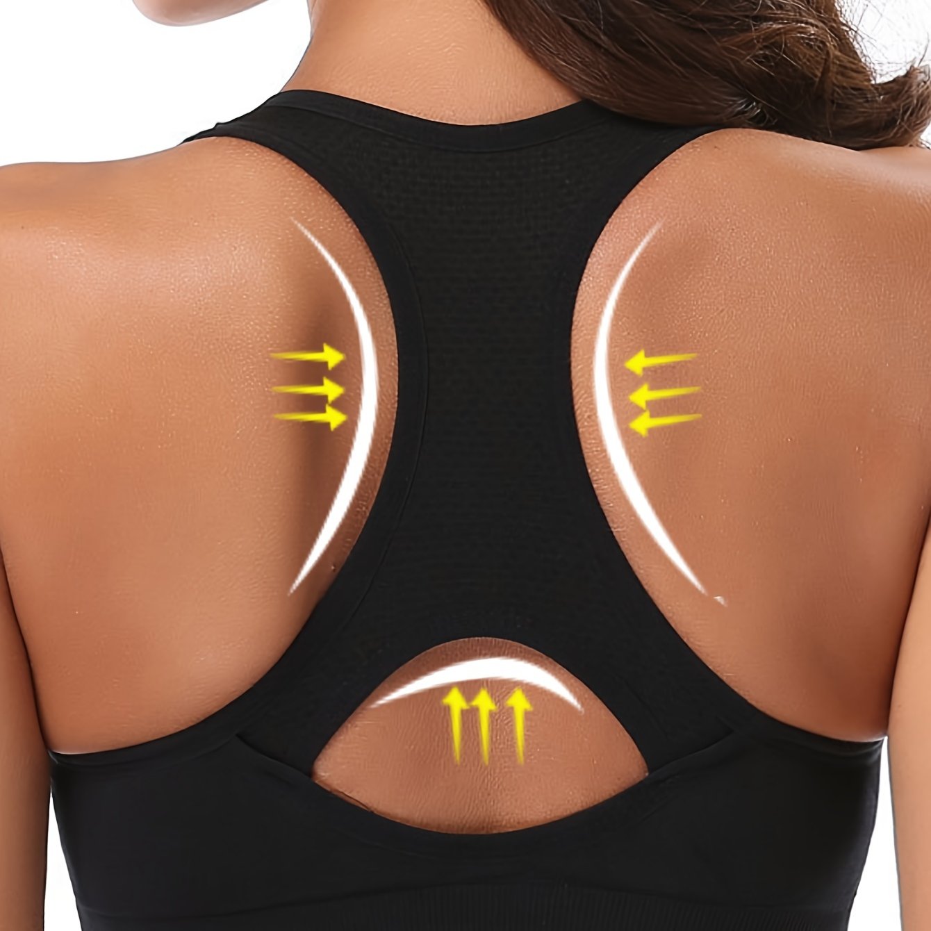 Women's High-Support Sports Bra with Removable Pads - Quick-Dry, Shockproof, Double-Layer Racerback Vest for Running & Fitness, Breathable Nylon-Elastane Blend, Non-See-Through, All-Season Activewear